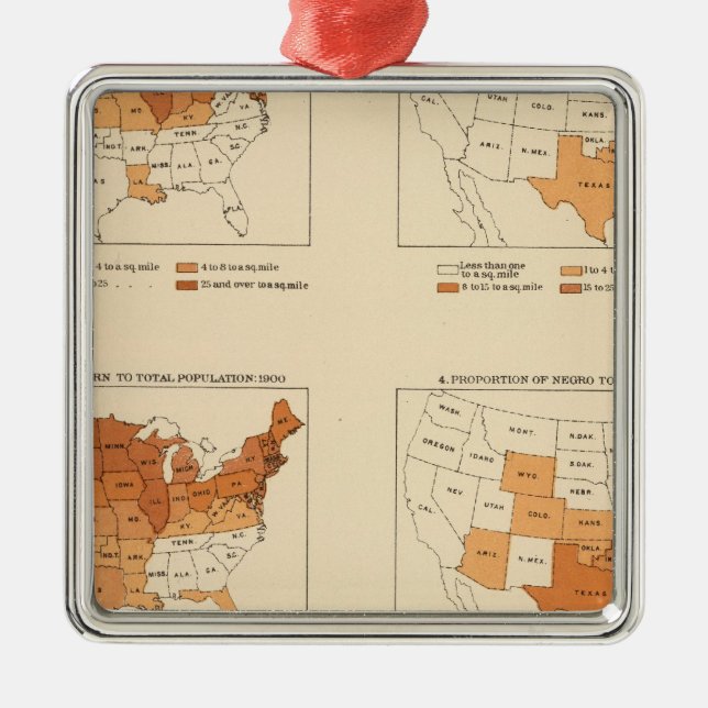 72 Density, proportion, increase, foreign born Metal Ornament (Front)