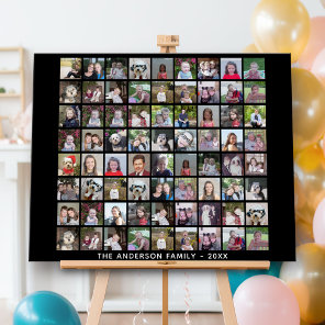 72 Square Photo Collage Grid with Text - black Foam Board
