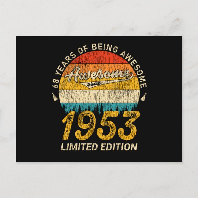 72 Year Old 1953 Retro Awesome 72nd Birthday Gift Postcard (Front)