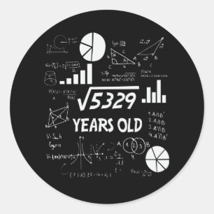 72 Year Old Bday Math Teacher 72nd Birthday Gift Classic Round Sticker
