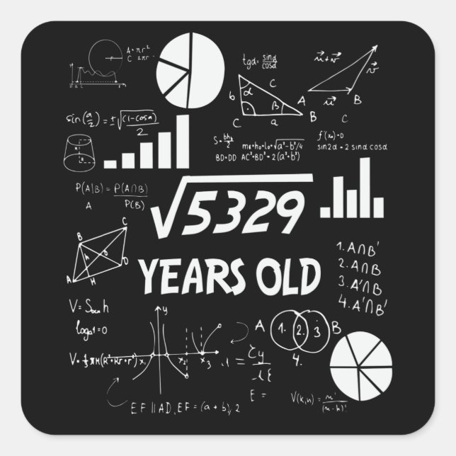 72 Year Old Bday Math Teacher 72nd Birthday Gift Square Sticker (Front)