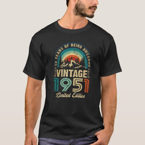 72 Year Old Retro Vintage 1951 Limited Edition 72t T_Shirt