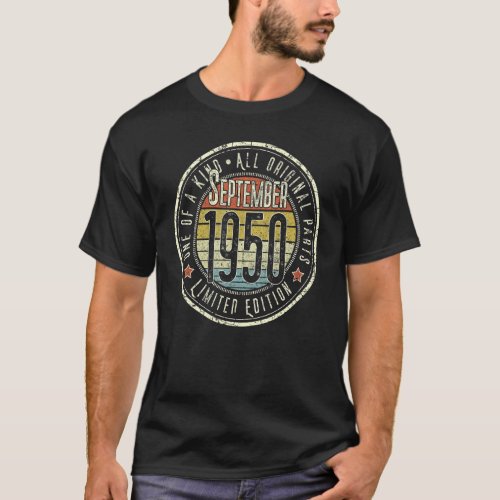 72 Year Old September 1950  72nd Birthday T_Shirt