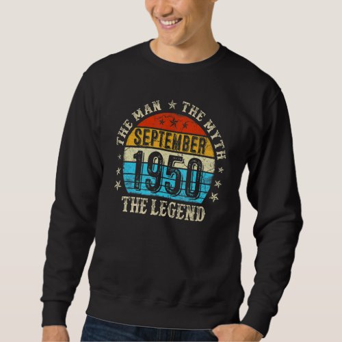 72 Year Old The Man Myth Legend September 1950 72t Sweatshirt