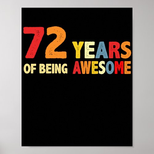 72 Years Of Being Awesome Gifts 72 Years Old Poster