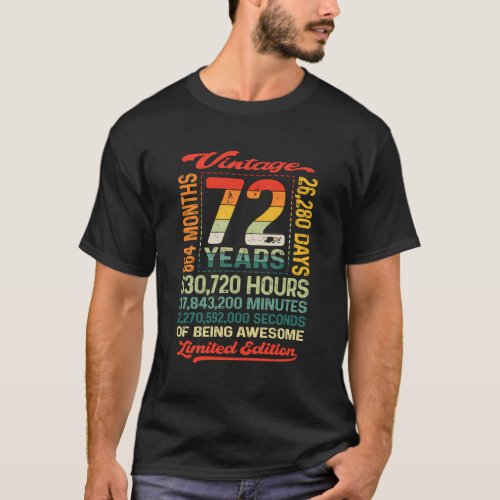 72Nd 72 Years 864 Months Of Being Awesome T_Shirt