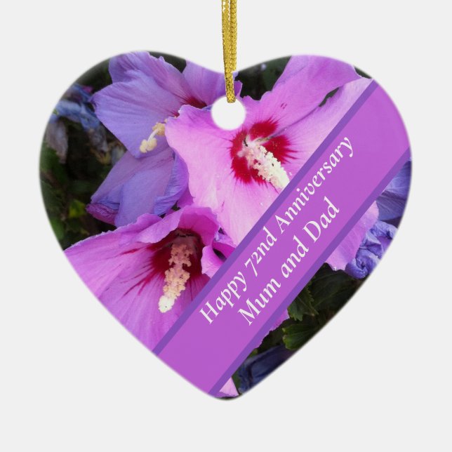 72nd Anniversary Editable Ceramic Ornament (Front)