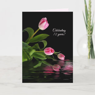 72nd anniversary pink tulips in water card