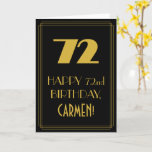 [ Thumbnail: 72nd Birthday – Art Deco Inspired Look "72" & Name Card ]