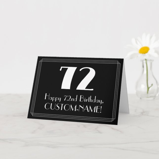 72nd Birthday ~ Art Deco Inspired Look "72", Name Card (Small Plant)