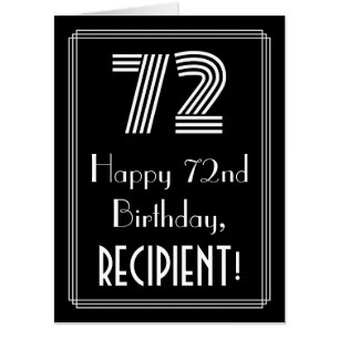 72nd Birthday — Art Deco Inspired Look “72” + Name Card
