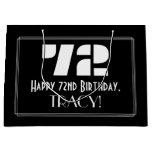 [ Thumbnail: 72nd Birthday ~ Art Deco Inspired Look "72" + Name Gift Bag ]