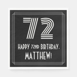 72nd Birthday: Art Deco Inspired Look "72" + Name Napkins