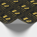[ Thumbnail: 72nd Birthday ~ Art Deco Inspired Look "72", Name Wrapping Paper ]