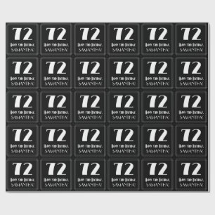 72nd Birthday - Art Deco Inspired Look "72", Name Wrapping Paper