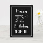 [ Thumbnail: 72nd Birthday: Art Deco Style # 72 & Custom Name Card ]