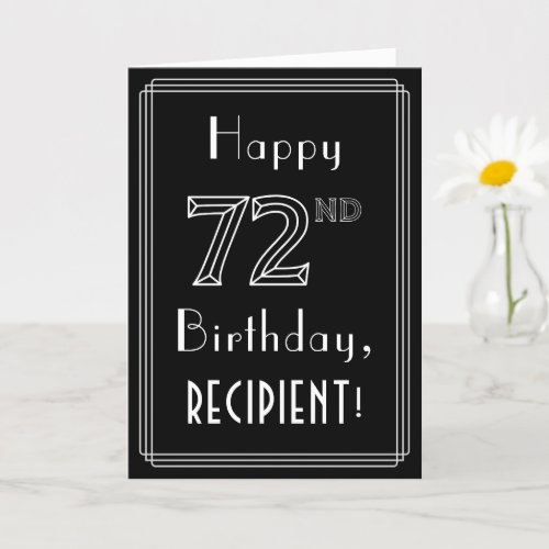 72nd Birthday Art Deco Style  72  Custom Name Card