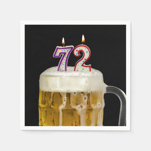 72nd Birthday Beer on black Napkins (Front)