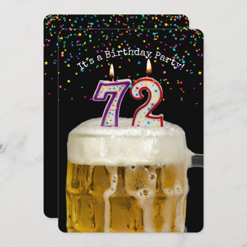 72nd Birthday Beer Party Invitation