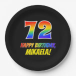 [ Thumbnail: 72nd Birthday: Bold, Fun, Simple, Rainbow 72 Paper Plates ]