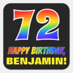 [ Thumbnail: 72nd Birthday: Bold, Fun, Simple, Rainbow 72 Sticker ]