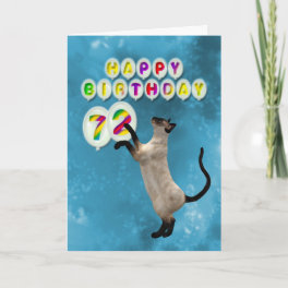 72nd Birthday card with siamese cats