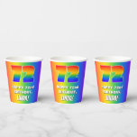 [ Thumbnail: 72nd Birthday: Colorful, Fun Rainbow Pattern # 72 Paper Cups ]