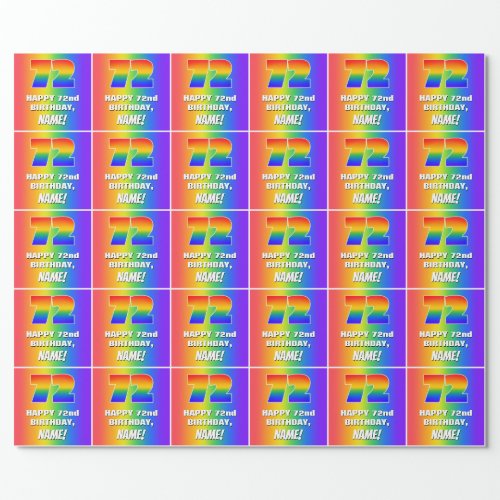 72nd Birthday Colorful Fun Rainbow Pattern  72 Wrapping Paper