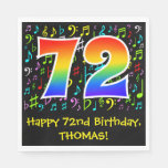[ Thumbnail: 72nd Birthday - Colorful Music Symbols, Rainbow 72 Napkins ]