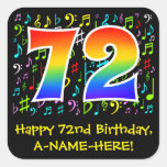 [ Thumbnail: 72nd Birthday: Colorful Music Symbols, Rainbow 72 Sticker ]