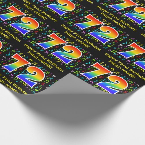 72nd Birthday Colorful Music Symbols Rainbow 72 Wrapping Paper
