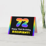 [ Thumbnail: 72nd Birthday: Colorful Rainbow # 72, Custom Name Card ]