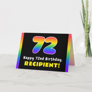 72nd Birthday: Colorful Rainbow # 72, Custom Name Card