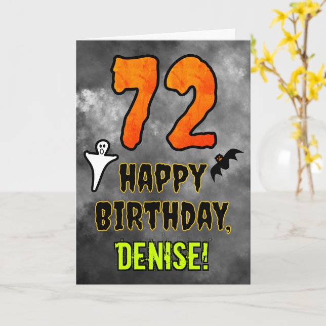 72nd Birthday: Eerie Halloween Theme + Custom Name Card (Yellow Flower)