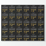 [ Thumbnail: 72nd Birthday: Elegant, Black, Faux Gold Look Wrapping Paper ]