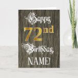 [ Thumbnail: 72nd Birthday: Faux Gold Look + Faux Wood Pattern Card ]