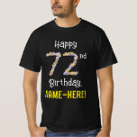 [ Thumbnail: 72nd Birthday: Floral Flowers Number “72” + Name T-Shirt ]