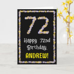 [ Thumbnail: 72nd Birthday: Floral Flowers Number, Custom Name Card ]