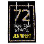 [ Thumbnail: 72nd Birthday: Floral Flowers Number, Custom Name Gift Bag ]