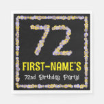 [ Thumbnail: 72nd Birthday: Floral Flowers Number, Custom Name Napkins ]