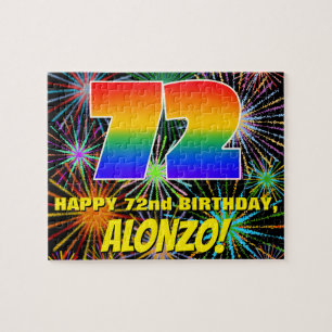 72nd Birthday: Fun, Colorful Celebratory Fireworks Jigsaw Puzzle