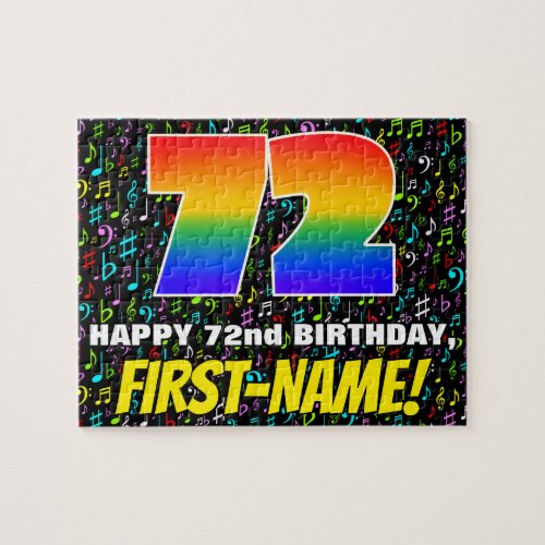 72nd Birthday â Fun Colorful Music Symbols  âœ72â Jigsaw Puzzle