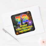 [ Thumbnail: 72nd Birthday: Fun Fireworks Look, Rainbow # 72 Sticker ]