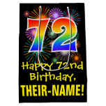 [ Thumbnail: 72nd Birthday: Fun Fireworks Pattern + Rainbow 72 Gift Bag ]