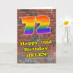 [ Thumbnail: 72nd Birthday: Fun Graffiti-Inspired Rainbow 72 Card ]