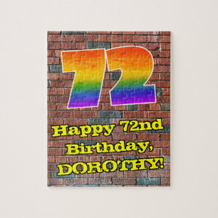 72nd Birthday: Fun Graffiti-Inspired Rainbow 72 Jigsaw Puzzle