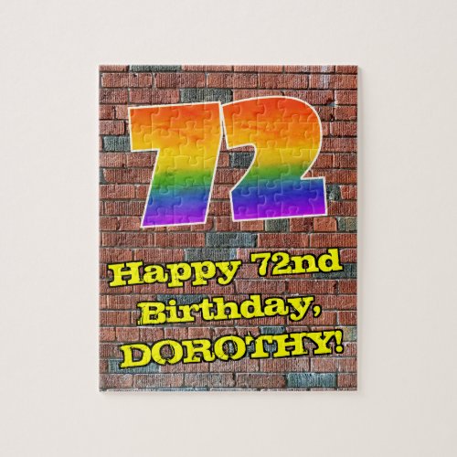 72nd Birthday Fun Graffiti_Inspired Rainbow 72 Jigsaw Puzzle