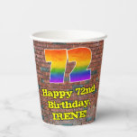 [ Thumbnail: 72nd Birthday: Fun Graffiti-Inspired Rainbow 72 Paper Cups ]