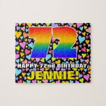 [ Thumbnail: 72nd Birthday — Fun, Loving Heart Shapes + “72” Jigsaw Puzzle ]