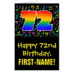 [ Thumbnail: 72nd Birthday: Fun Music Symbols + Rainbow # 72 Card ]